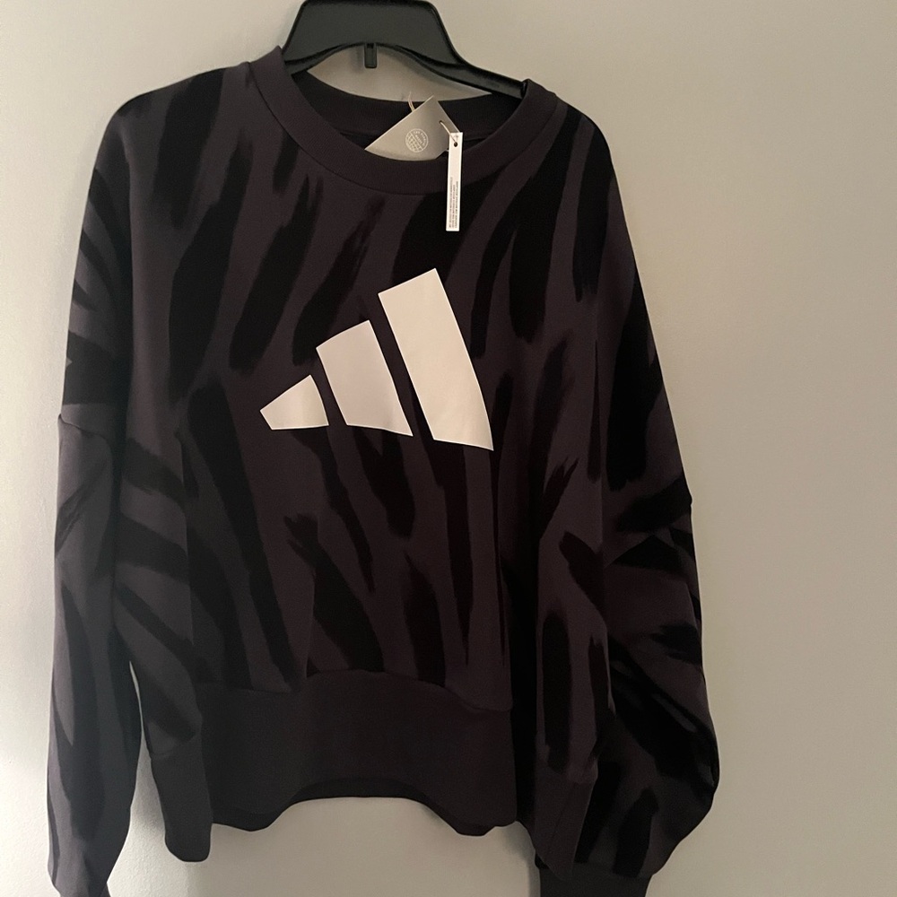 Adidas Black and White Women's Crew Sweatshirt